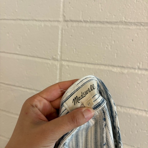 Madewell Striped High-Waisted Pants in Blue and White - Picture 6 of 6